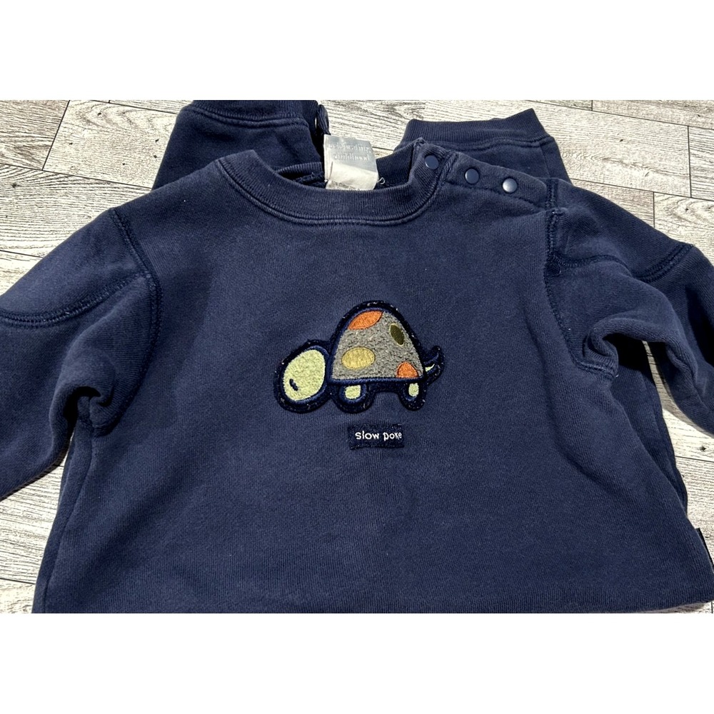 Vintage Carters Baby Boy Turtle Slow Poke Blue Embroidered One Piece 6-9 Months